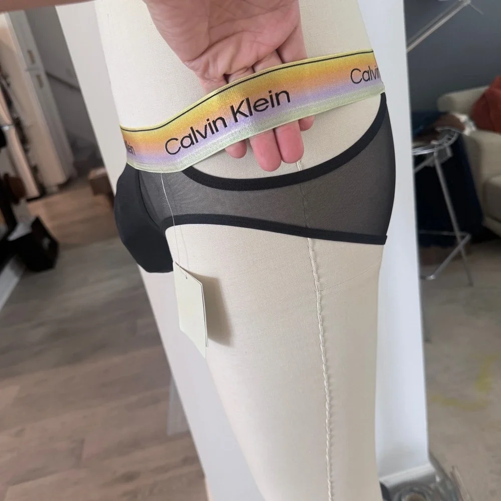 Calvin Klein Icon Mesh Pride Briefs Black Rainbow Waistband NB4594 Small
